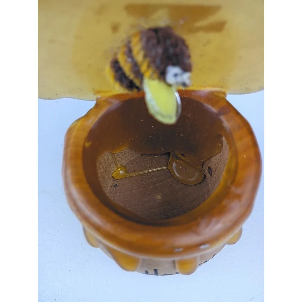 Vintage Wood  Honey Miel Honey Pot Pencil/Stick/Sewing Needles  Holder 🐝 Bee